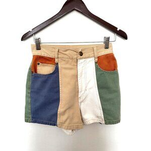 Vintage 80s 90s Red Rover multi colored high waist color block shorts